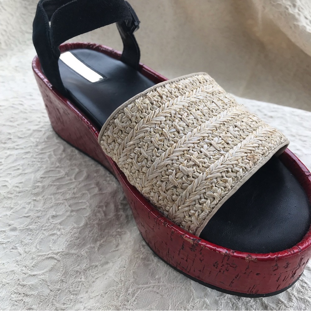 Kenneth Cole Danton platform shoes red/black straps size 9M - Picture 12 of 16